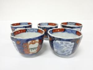 古伊万里　染錦　向付　5客